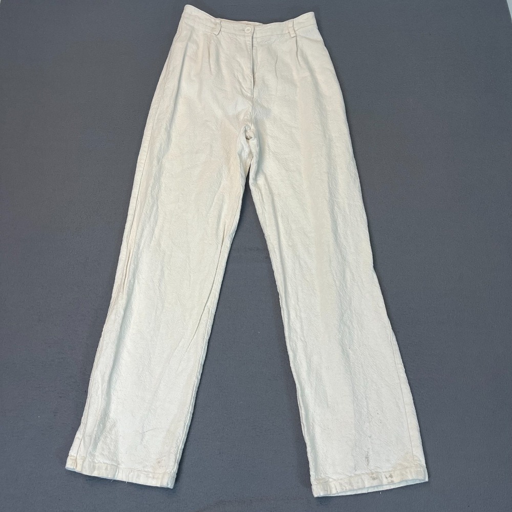 J Galt Brandy Melville White Linen Pants Boho Beach Travel Broken Zipper 24W 28L